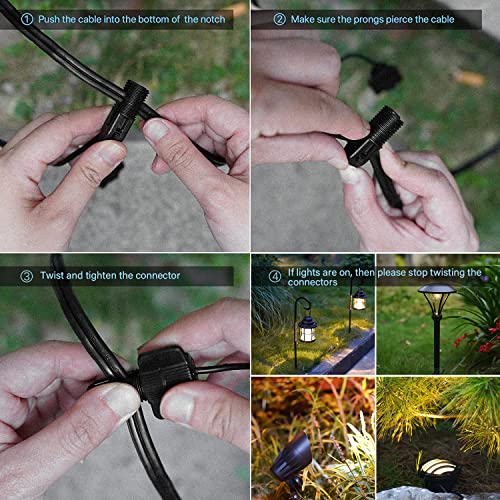 Pathway Lights 3W LED 2PK Outdoor Low Voltage Landscape Lighting 180 Lumen Hardwired 2 Tier Pagoda Path Lights 3000K Warm White Metal 12V Electric Sidewalk Walkway Light with Connectors (2 Count)