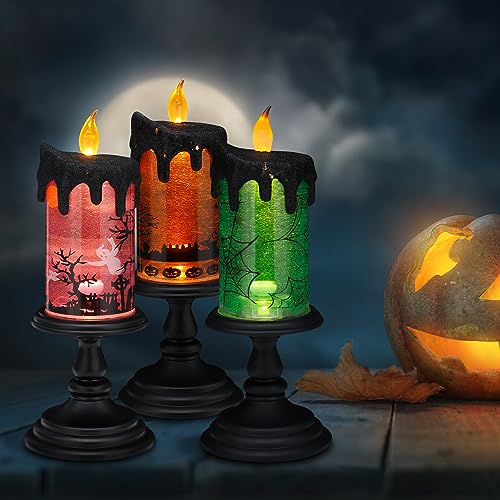Halloween Snow Globe Candles Lighted Lamp