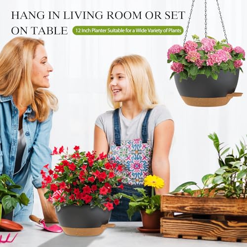 12 Inch Hanging Baskets 2 PC with Chains (2 Count)