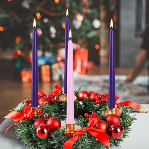 16 Pack Advent Taper Candles Premium Hand Dipped 10in Unscented Christmas Taper Candles (16 Count)