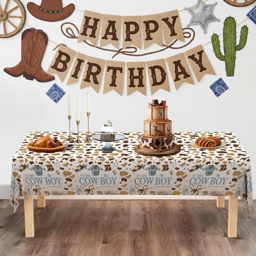 Cowboy Baby Shower Tablecloth 4 Pack 54X108 A Little Cowboy is On The Way Western Theme Table Cover (4 Count)
