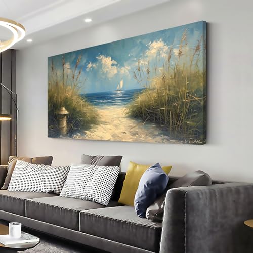 Beautiful White Sandy Beach by Seaside Landscape Wall Art Decor Artwork for Bedroom Living Room