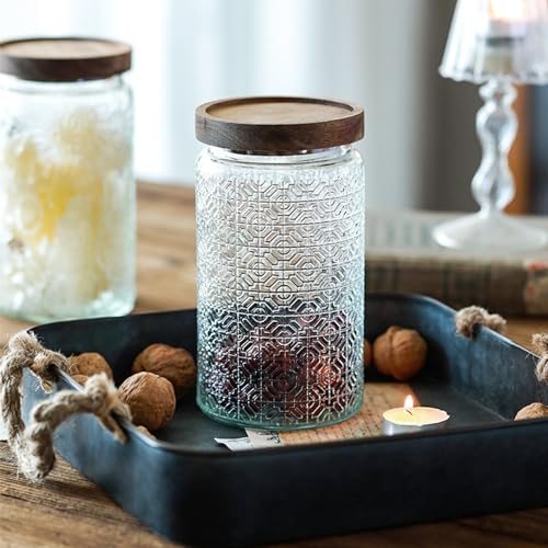 Vintage Glass Jars with Wooden Lids