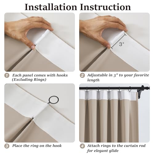 Khaki Pinch Pleated Blackout Curtains 63 Inches Long (2 Count)