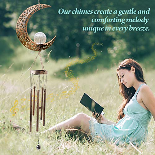 Moon Solar Lights Wind Chimes for Outside Gift for Women