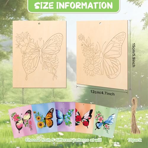 10 Pieces Large Spring Butterfly Unfinished Wood Crafts to Paint for Adults