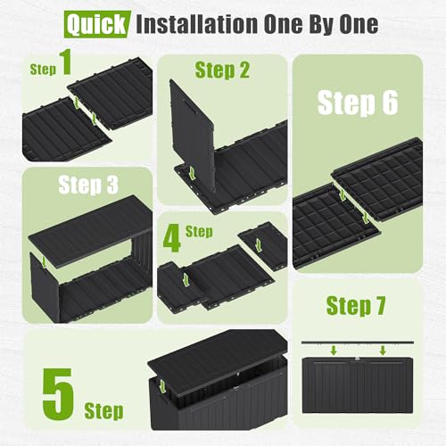 Resin Deck Box 100 Gallon Large Outdoor Storage Box Waterproof
