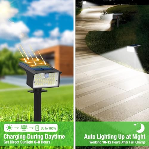 6 Pack 62 LED Solar Spot Lights Outdoor Motion Sensor with 3 Modes (6 Count)