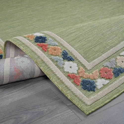 Outdoor Rug 9x12 Modern Bordered Large Area Rugs for Indoor and Outdoor Patio Easy to Clean Non Shedding Living Room Porch Garden Washable Outside Carpet