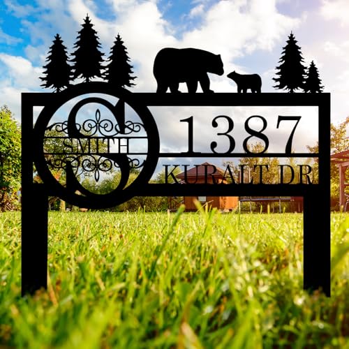 Personalized Custom Bear Wildlife Decor with Metal Stake