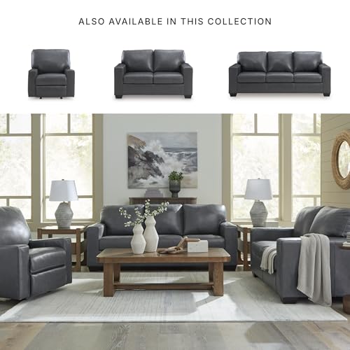 Blue Leather Match Sofa
