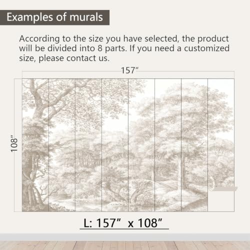 Beige Forest Peel and Stick Wallpaper Landscape Wall Mural
