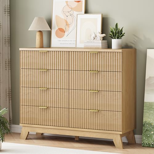 Fluted Dresser for Bedroom with 8 Drawers