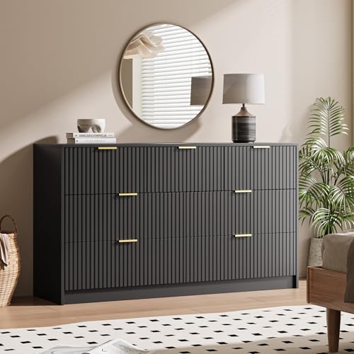 Black 7 Drawer Dresser for Bedroom