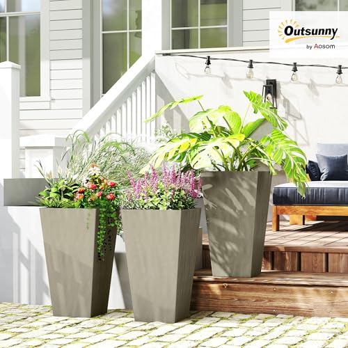 28 in Tall Planters for Outdoor Plants with Drainage Holes (3 Count)