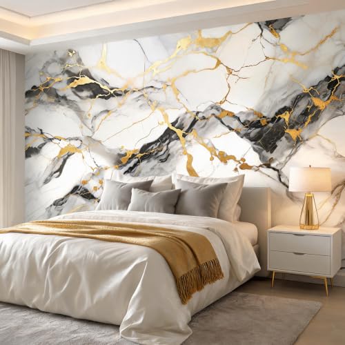 Black and Gold Marble Wallpaper Peel and Stick Abstract Wall Mural