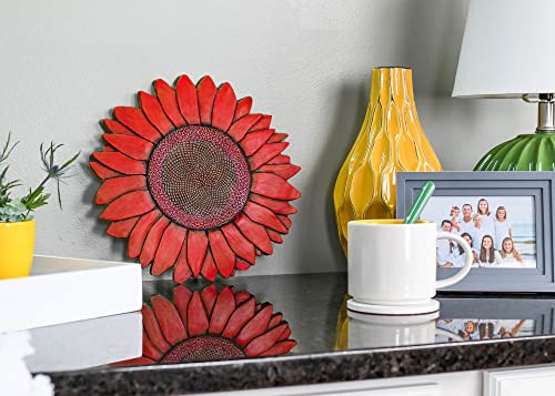 NAT & Jules Sunflower Shaped Dimensional Indoor Outdoor 12 inch Cast Resin Decorative Garden Stepping Stone