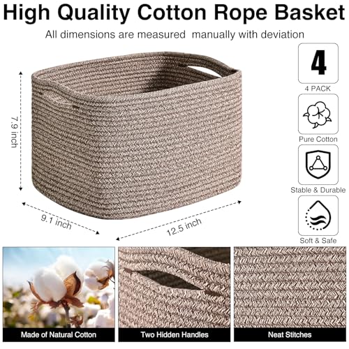 Storage Baskets for Organizing 12.5x9.1x7.9 Mixed Dark Brown (4 Count)