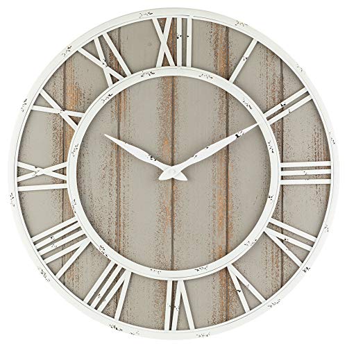 Oldtown Farmhouse Metal & Solid Wood Noiseless Wall Clock