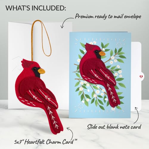Cheerful Cardinal Felt Bird Keepsake Birthday & Everyday Card