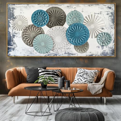 Wall Art Colorful Floral Canvas Painting 20"x40" with Framed