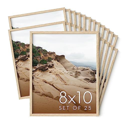 8x10 Natural Oak Wood Picture Frames Set of 25 (25 Count)