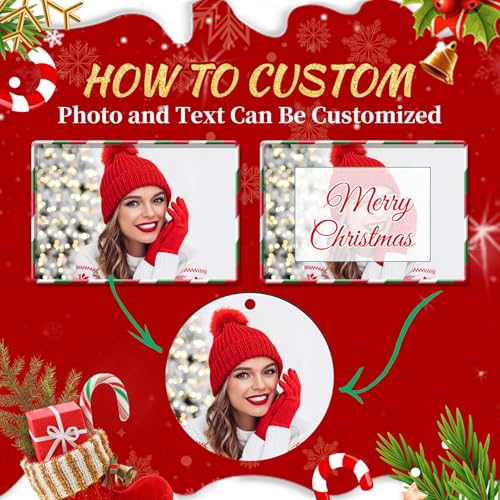 Personalized Christmas Ornaments 2025 Wood Custom Photo Picture Text Christmas Ornament Personalized Ornament Christmas Xmas Tree Decorations for Kids Couples Family Friends