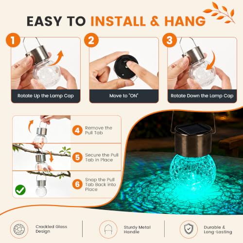 Solar Hanging Lights Outside Solar Christmas Decoration Light 12Pc (12 Count)