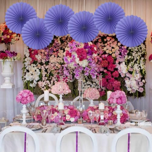 Purple Party Decorations Purple Paper Fans Bulk 16inch DIY Set