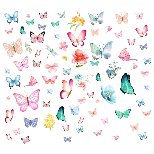 Glow in The Dark Butterfly Flower Wall Decals Glowing Luminous (4 Count)