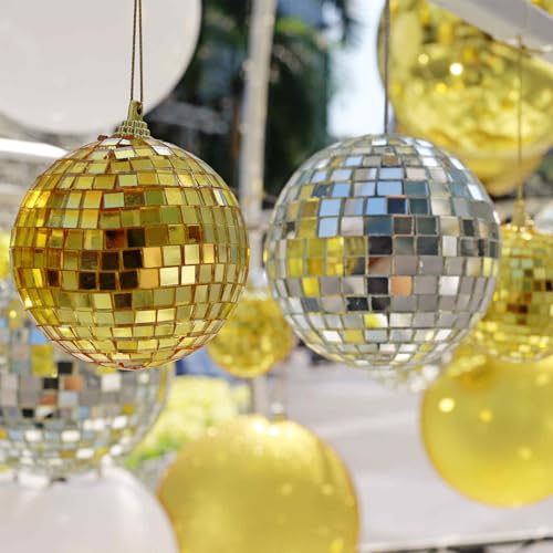 8 Sheet 3840 Pieces Self Adhesive Mirror Mosaic Tiles 5x5mm Small Square Mirror Tiles Sticker Disco Ball Stickers Mini Glass Tiles for DIY Craft Party Home Decoration (3840 Count)