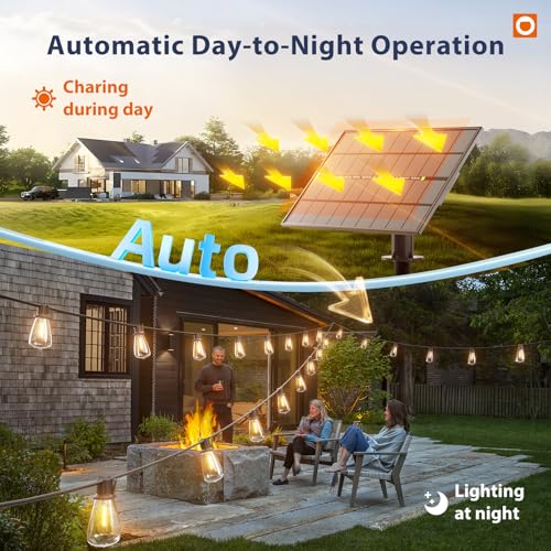 102FT(96+6) Solar String Lights Outdoor with Remote, 48 LED Dimmable (102 Foot)