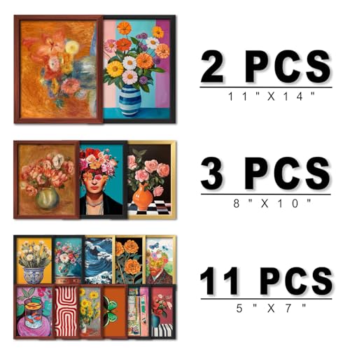 16 PCS Framed Eclectic Wall Art Decor (16 Count)