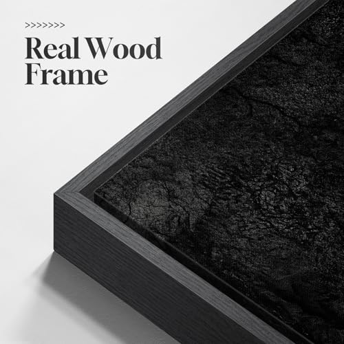Framed Modern Black Abstract Square Wall Art Decor for Living Room