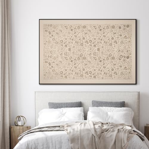 46"x72" Extra Large Framed Wall Art Vintage Botanical Sketch with Detailed Floral Pattern