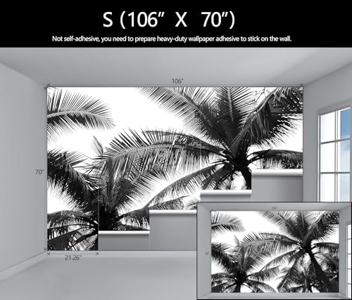 Black Palm Tree Wallpaper Tropical Plant Leaf Mural for Bedroom