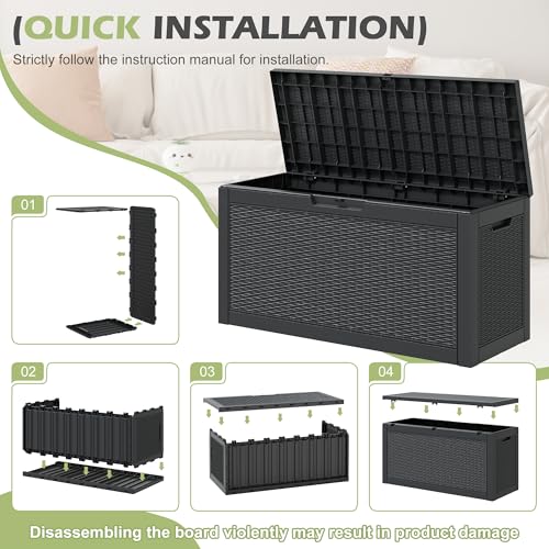 80 Gallon Outdoor Storage Box Waterproof Deck Box for Patio
