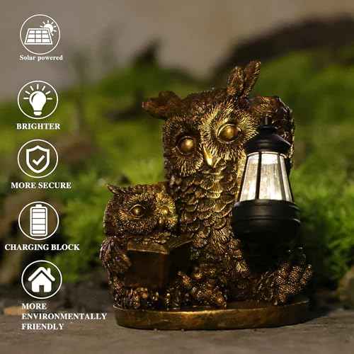 Owl Solar Outdoor Garden Statue Lawn Yard Decor Gifts for Mom