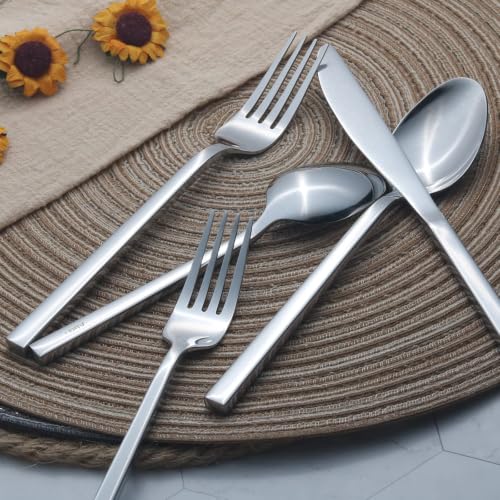 Cube 60 Piece Forged Stainless Steel Flatware Set Cutlery Set (12 Count)