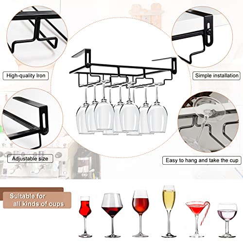 2Pcs Adjustable Wine Glass Rack Under Cabinet