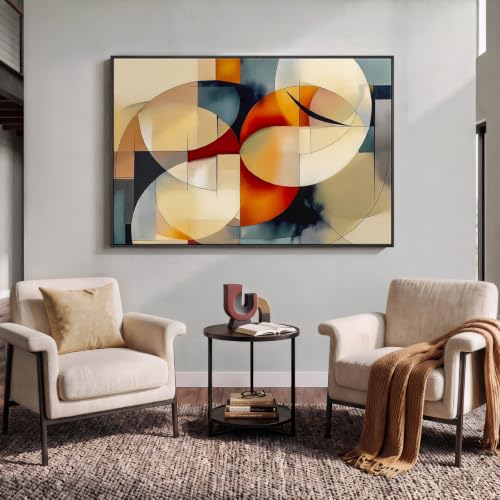 Extra Large Framed Geometric Abstract Wall Art for Living Room
