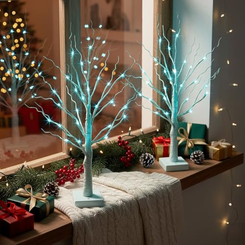 Blue Green Trees Decor for Home (2 Count)
