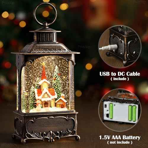 Church Snow Globe Christmas Decorations Gifts Snowman Cabin Cardinal Tree USB