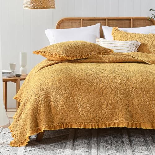 Yellow Ruffled Quilt Twin Size