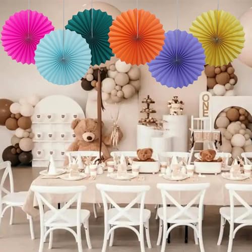Hot Pink Party Decorations Hot Pink Hanging Paper Round Fans Bulk 16inch (30 Count)