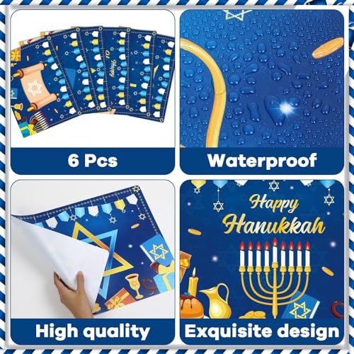 Hanukkah Placemats Set of 6 Plastic Table Mat 17×13×0.04in (6 Count)