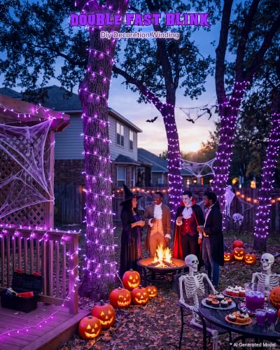 33FT 100 LED Purple Halloween Christmas Fairy Twinkle String Lights (33 Foot)