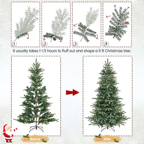 6ft Pre lit Aspen Fir Artificial Christmas Tree with 400 Warm White LED Lights Full Prelighted Xmas Tree w