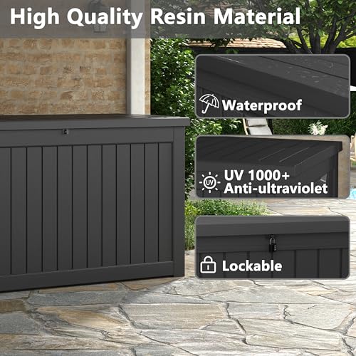 280 Gallon Outdoor Storage Box Waterproof Deck Box for Patio