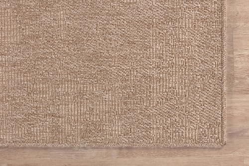 Indoor and Outdoor Runner Rug Natural Solid Boho Woven Design Easy (14 Sq Ft)